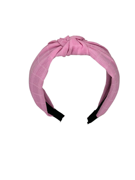 Diadeem - stof - haarband - roze met knoop