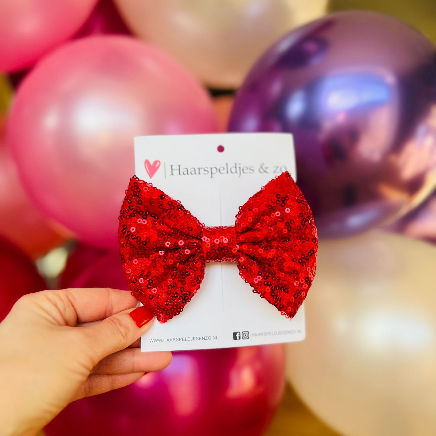 Nœud pour cheveux - paillettes - rose - grand - barrette française - Noël - brillant - fêtes