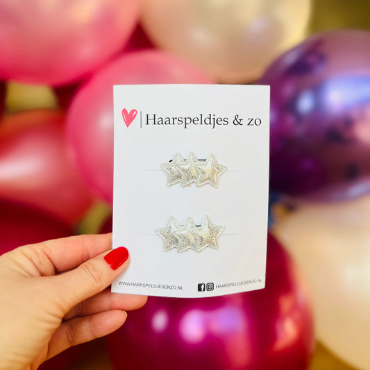 Haarspeldje antislip - setje van twee - baby's - kinderen - meisjes - sterretjes - kerst - feestdagen - glimmend