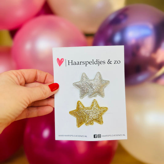 Haarspeldje antislip - setje van twee - baby's - kinderen - meisjes - sterretjes - kerst - feestdagen - glitters