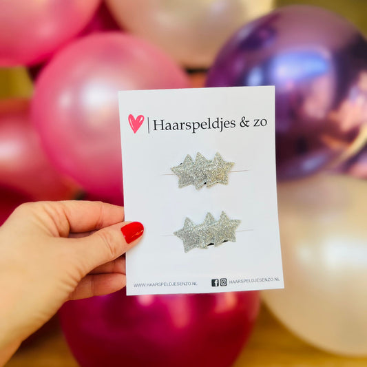 Haarspeldje antislip - setje van twee - baby's - kinderen - meisjes - sterretjes - kerst - feestdagen - glitters