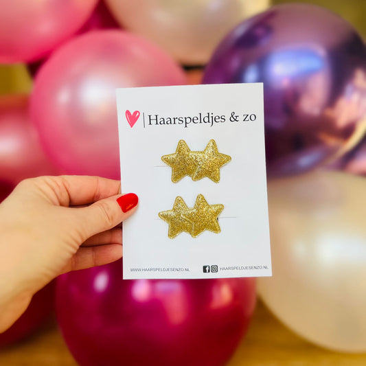 Haarspeldje antislip - setje van twee - baby's - kinderen - meisjes - sterretjes - kerst - feestdagen - glitters
