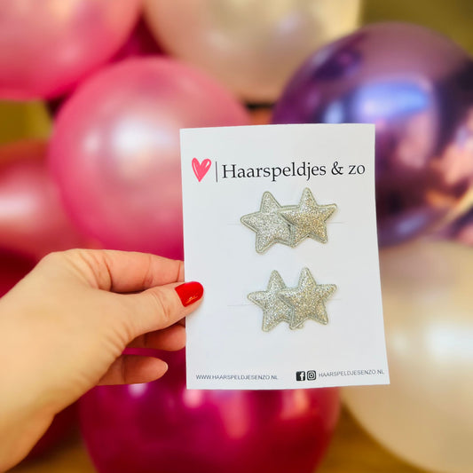 Haarspeldje antislip - setje van twee - baby's - kinderen - meisjes - sterretjes - kerst - feestdagen - glitters