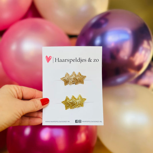 Haarspeldje antislip - setje van twee - baby's - kinderen - meisjes - sterretjes - kerst - feestdagen - glitters