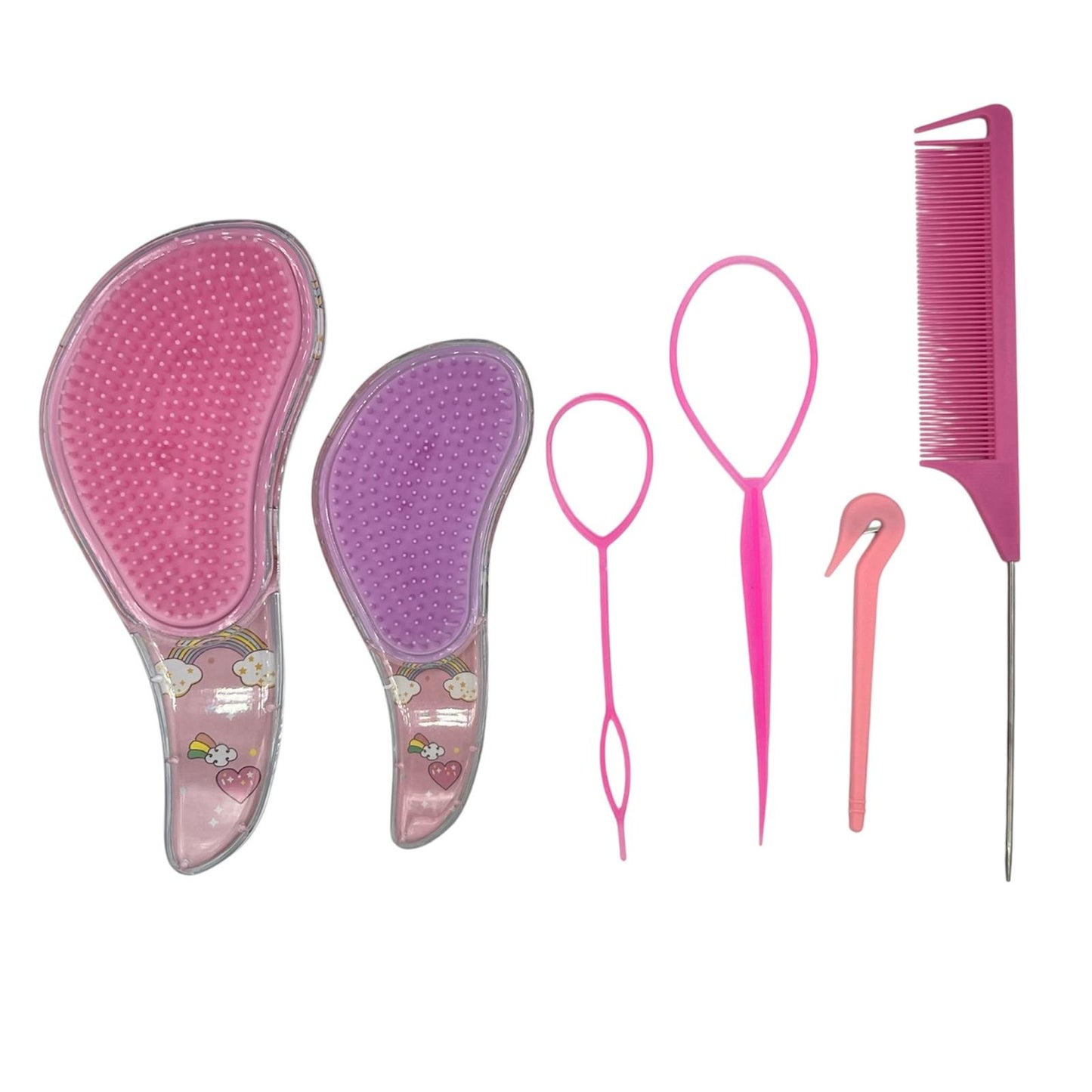Hairtools - puntkam - borstel - topsy tail - complete set van haaraccessoires