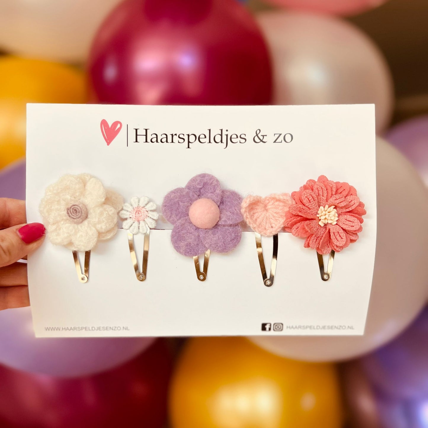 Try-out mix - mix van verschillende speldjes - bloemetjes - 5 cm speldjes - roze/paars