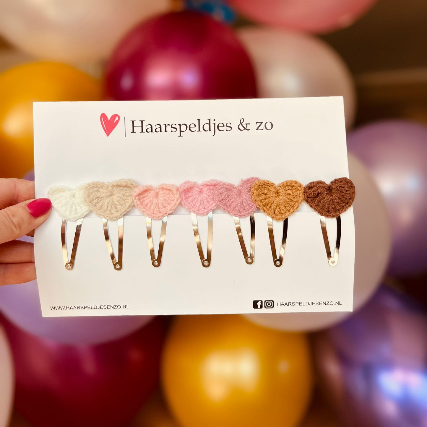 Hair clip rib set of 5 - rib - hearts - 4 cm pins