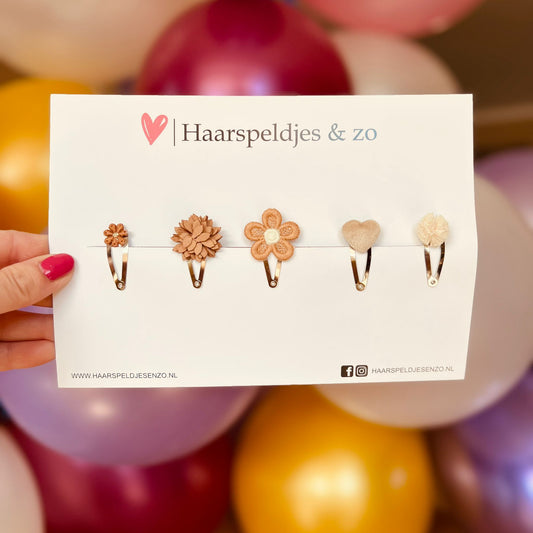 Mix d'essai - application - mélange de différentes épingles - petites fleurs - épingles de 3 cm - Noël - fêtes de fin d'année - scintillements - paillettes - beige/marron