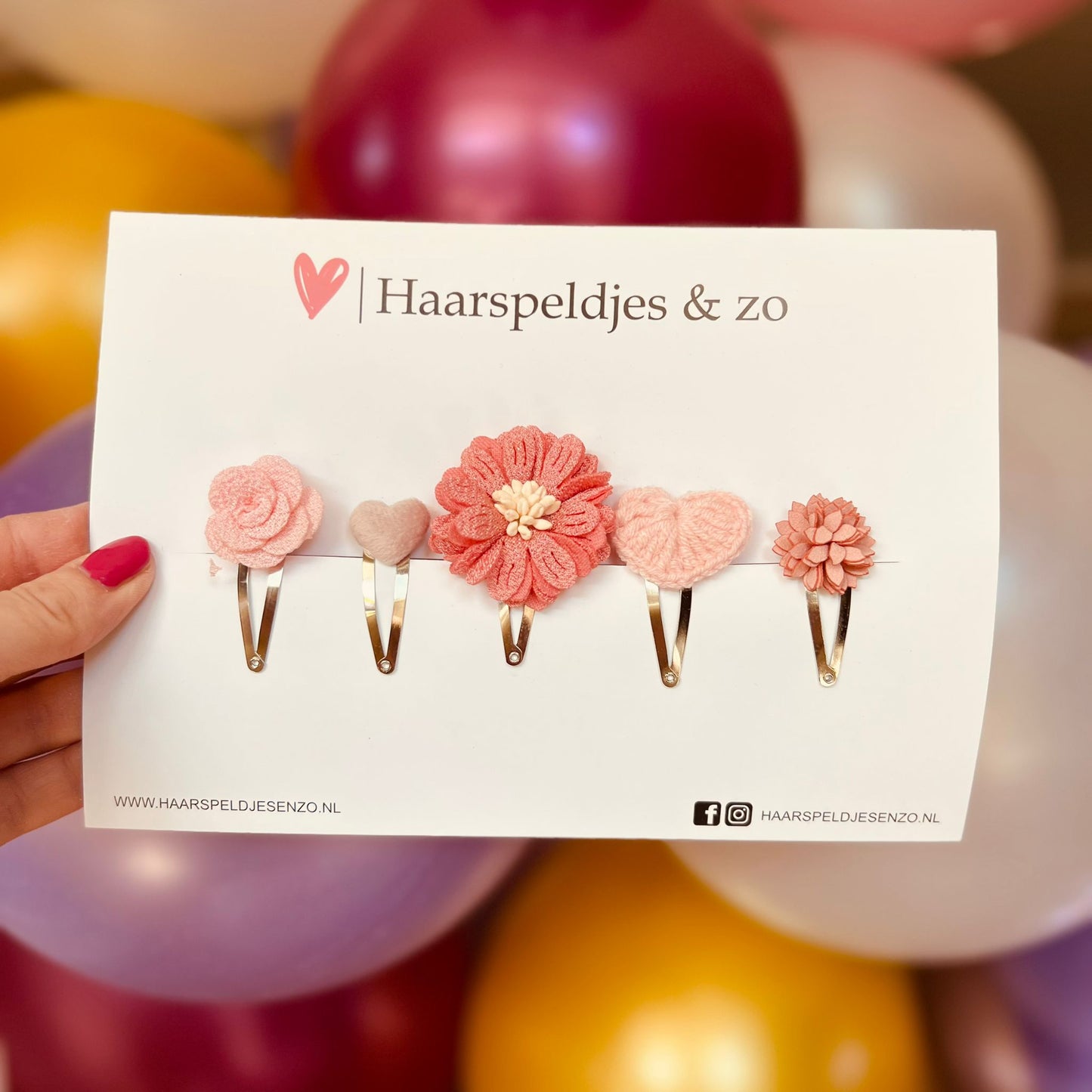 Try-out mix - mix van verschillende speldjes - bloemetjes - 4 cm speldjes - roze