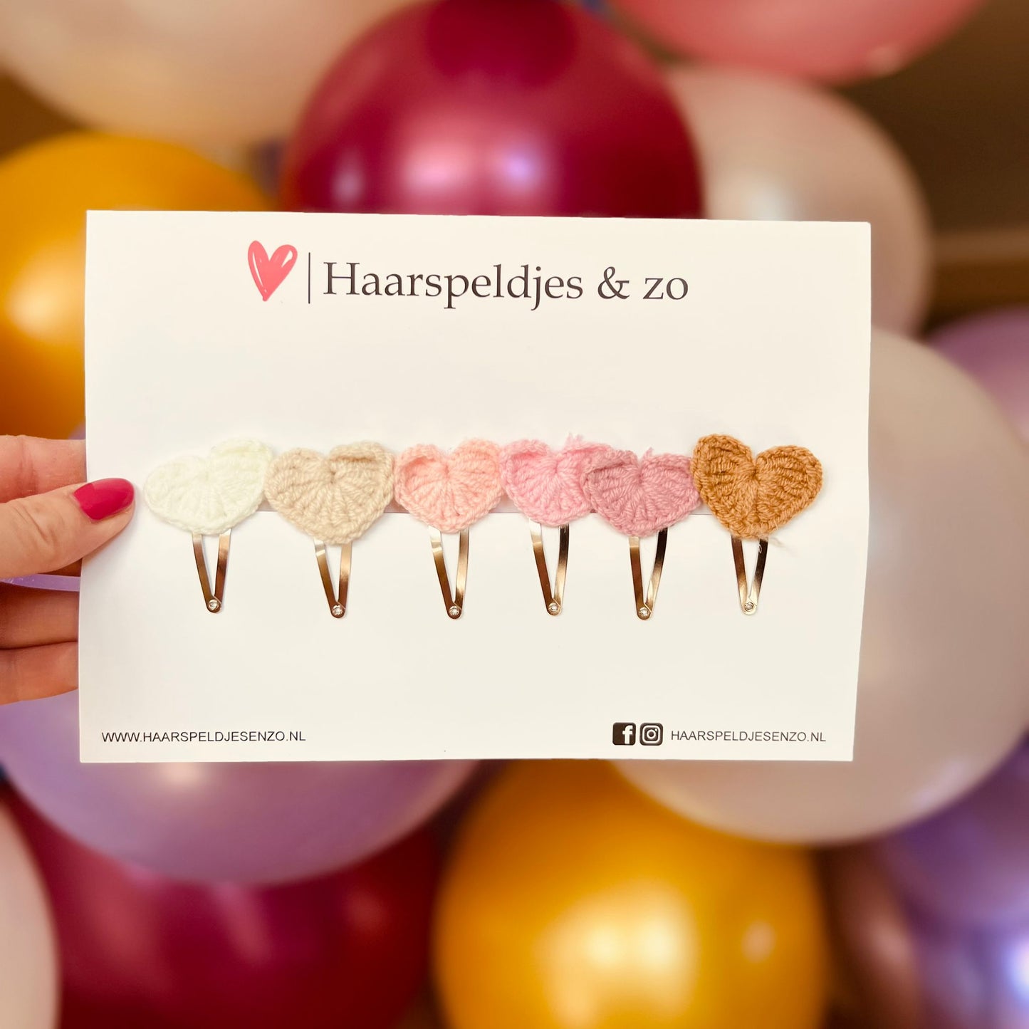 Hair clip rib set of 5 - rib - hearts - 4 cm pins