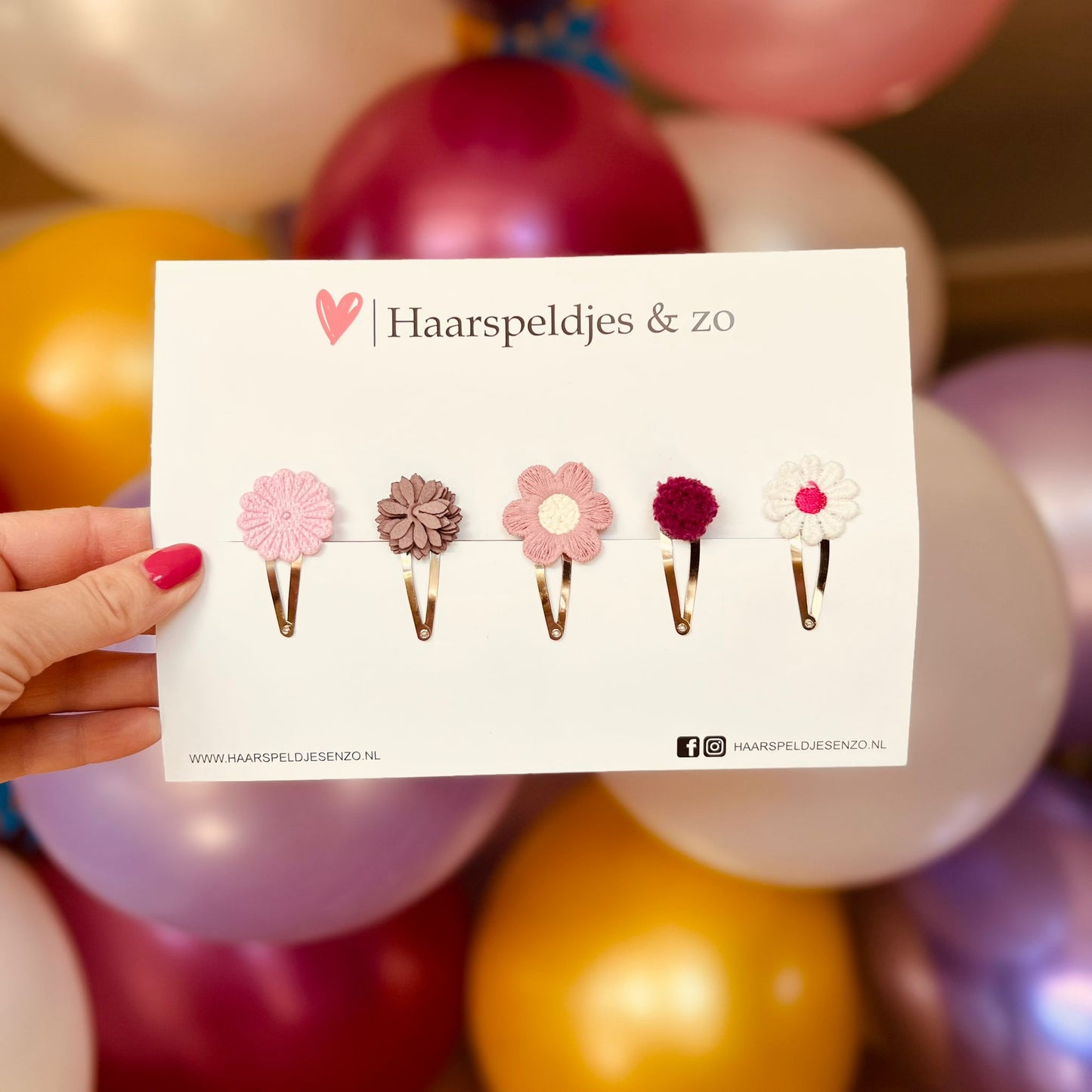Try-out mix - mix van verschillende speldjes - bloemetjes - 4 cm speldjes - roze