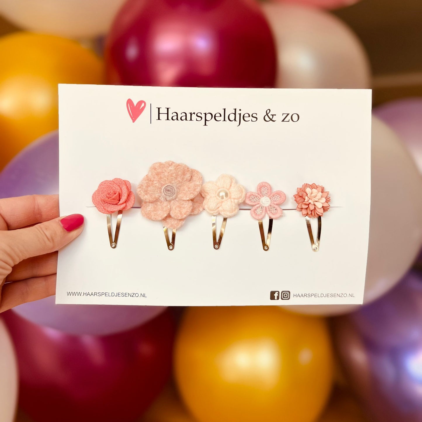 Try-out mix - mix van verschillende speldjes - bloemetjes - 4 cm speldjes - roze