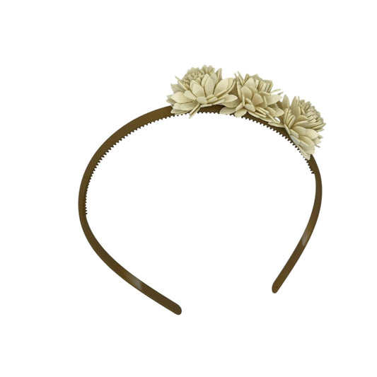 Serre-tête fleur - petites fleurs en cuir - serre-tête couleur kaki - rouge foncé