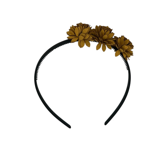 Serre-tête fleur - petites fleurs en cuir - serre-tête couleur kaki - rouge foncé