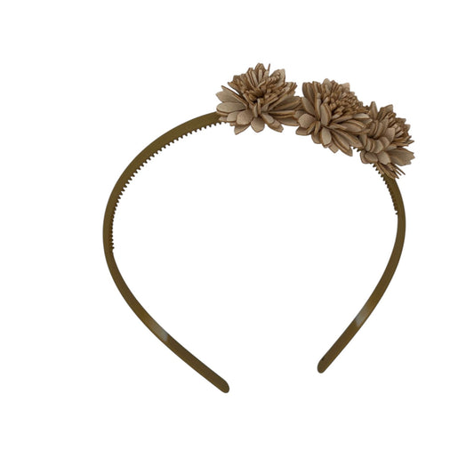 Serre-tête fleur - petites fleurs en cuir - serre-tête couleur kaki - rouge foncé