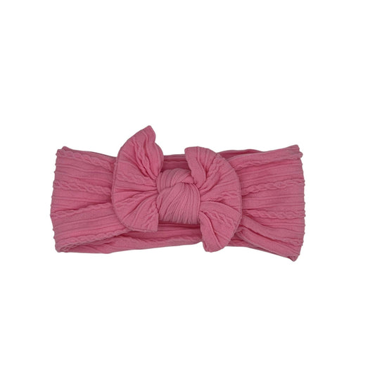 Baby hoofdband - haarband - meisjes - elastisch - met knoop en strik - roze