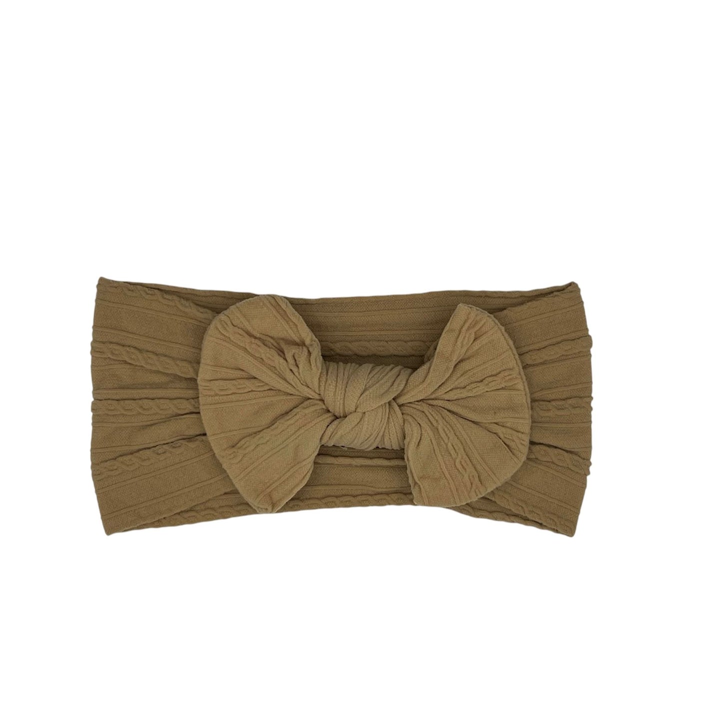 Baby hoofdband - haarband - meisjes - elastisch - met knoop en strik - huidskleur/bruin