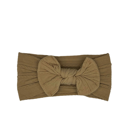 Baby hoofdband - haarband - meisjes - elastisch - met knoop en strik - huidskleur/bruin