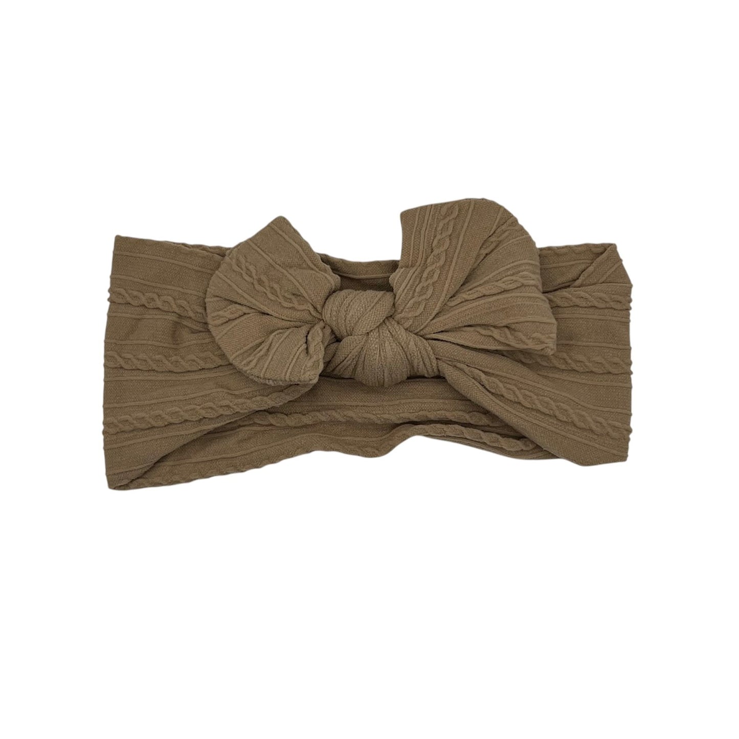 Baby hoofdband - haarband - meisjes - elastisch - met knoop en strik - bruin