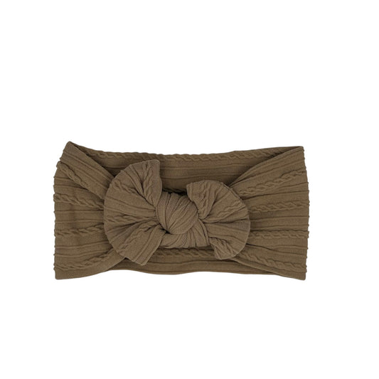 Baby hoofdband - haarband - meisjes - elastisch - met knoop en strik - bruin