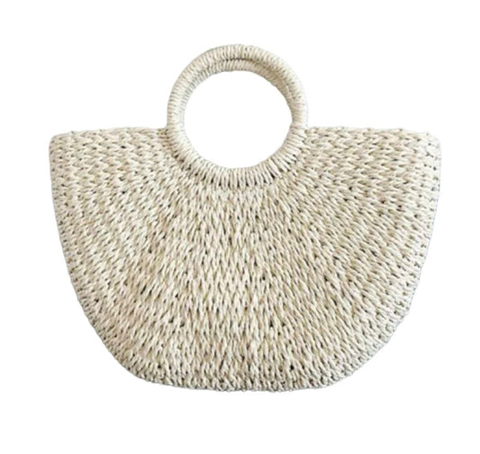 Beach bag - reed - double handle - natural - braided